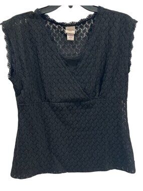 Vintage Y2K Covington Lace Top S Black Sleeveless Whimsygoth Dark Fairy Indie